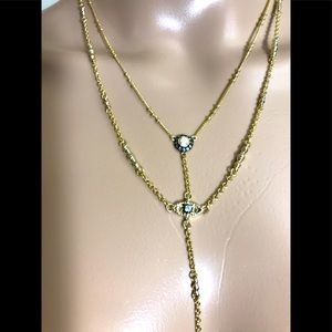 Kendra Scott Y Lariat Necklace in Gold Tones.